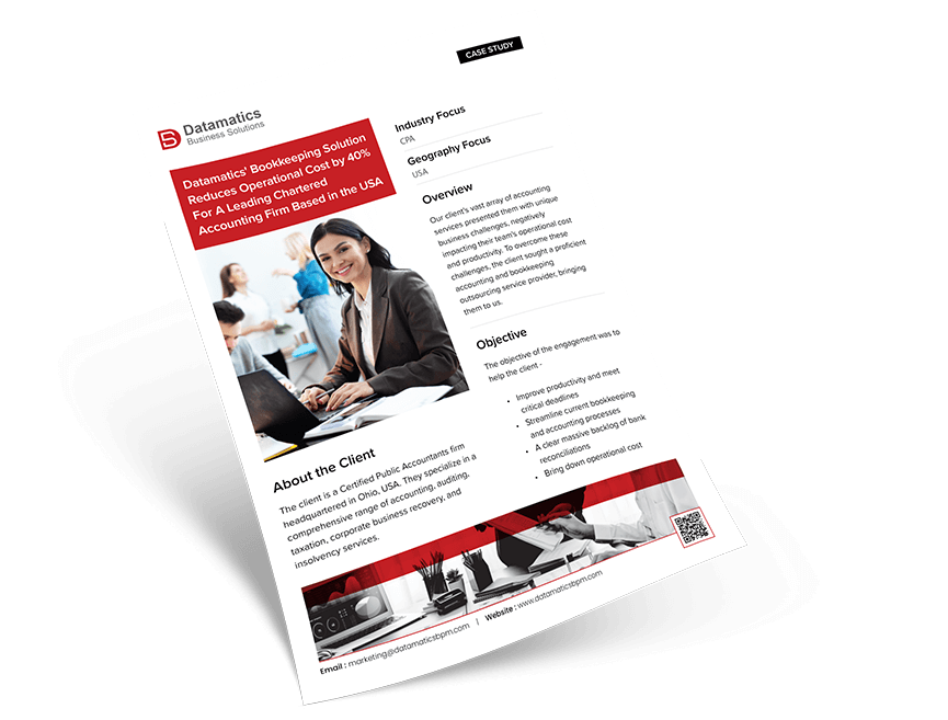 Datamatics’ Bookkeeping Solution Reduces Operational Cost by 40% For A Leading CPA Firm Based in the USA